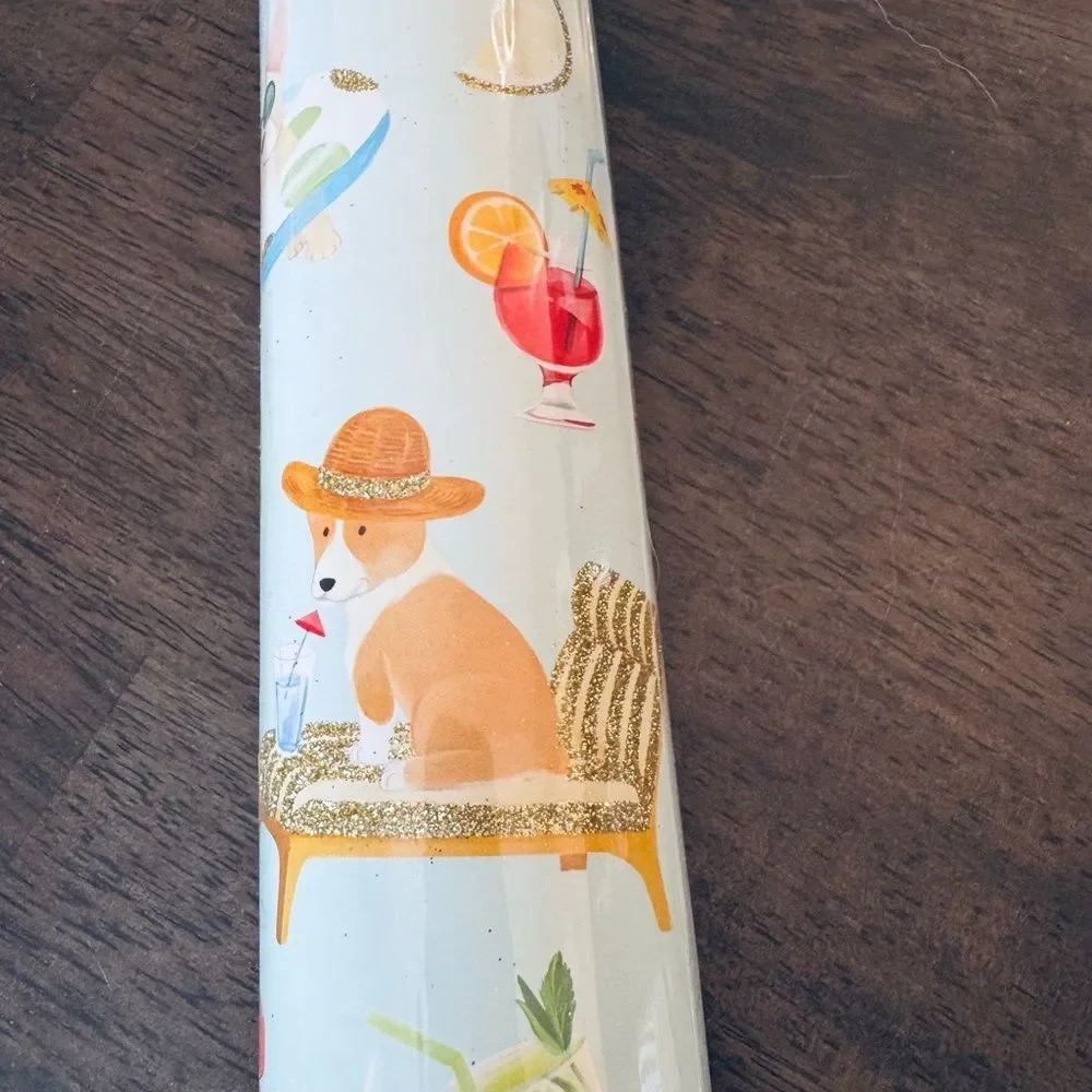 Tropical Island Party Dog Molly & Rex Premium Gift Wrap Wrapping Paper